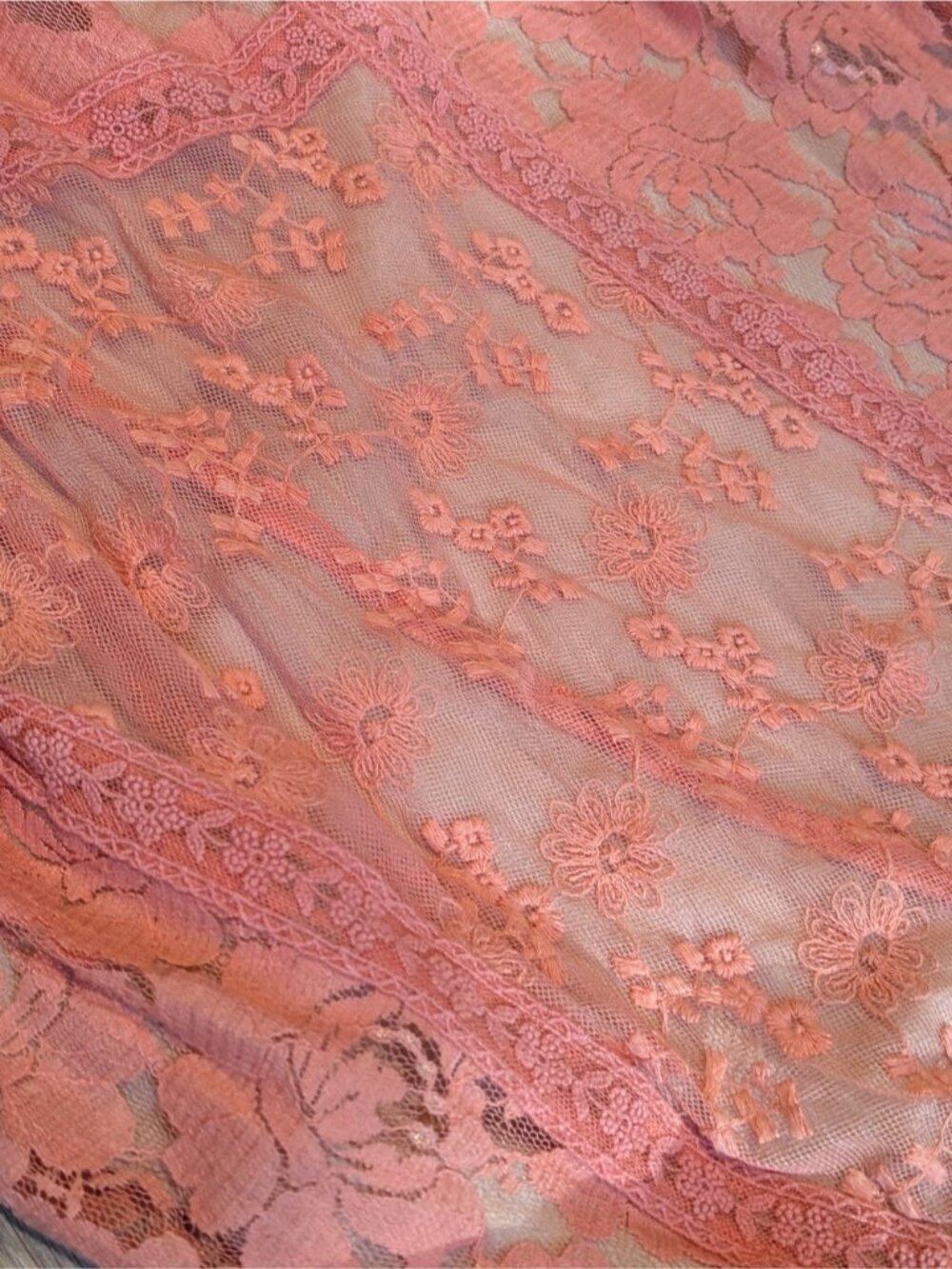 Anthropologie Lace Pink Coral Maxi Skirt - Picture 4 of 6